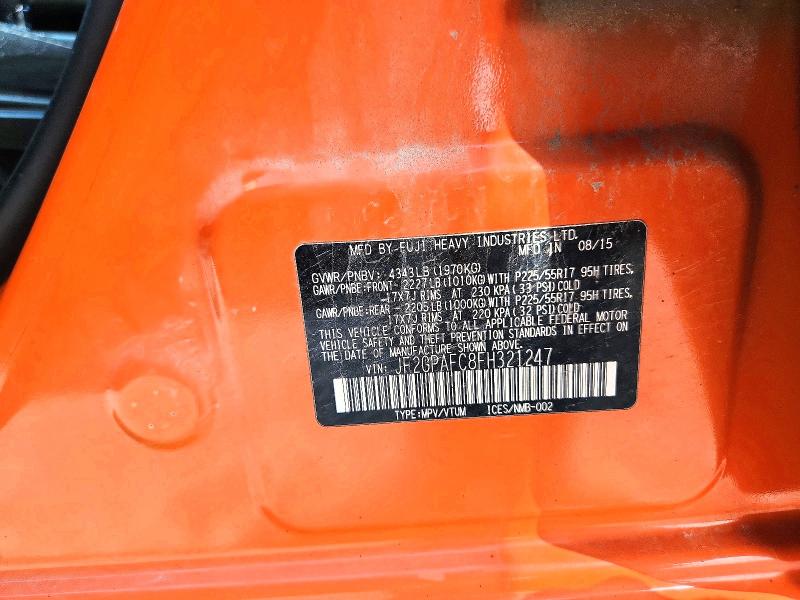 Продаж на аукціоні авто 2015 Subaru Xv Crosstrek, vin: JF2GPAFC8FH321247, номер лоту: 62930496