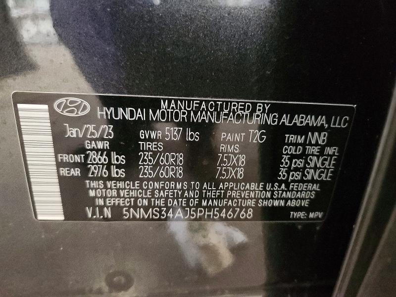 61153136 :رقم المزاد ، 5NMS34AJ5PH546768 vin ، 2023 Hyundai Santa Fe مزاد بيع