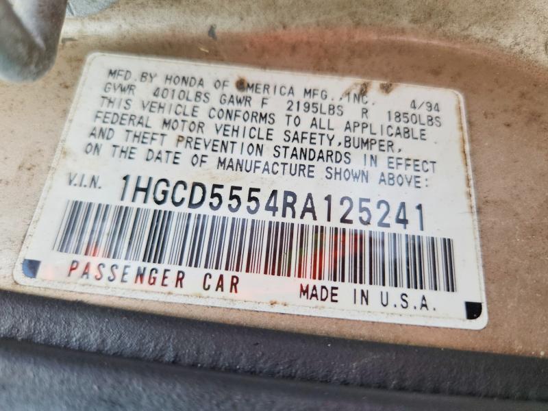 Продаж на аукціоні авто 1994 Honda Accord, vin: 1HGCD5554RA125241, номер лоту: 56194946