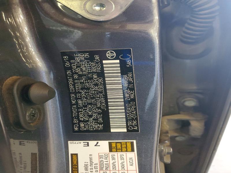 Aukcja sprzedaży 2018 Toyota Prius Prime, vin: JTDKARFP5J3087280, numer aukcji: 61838846
