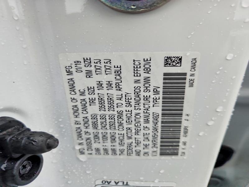 61250696 :رقم المزاد ، 2HKRW5H34KH404927 vin ، 2019 Honda Cr-v مزاد بيع