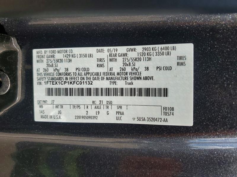 Продаж на аукціоні авто 2019 Ford F150, vin: 1FTEX1CP1KFC01132, номер лоту: 60565326