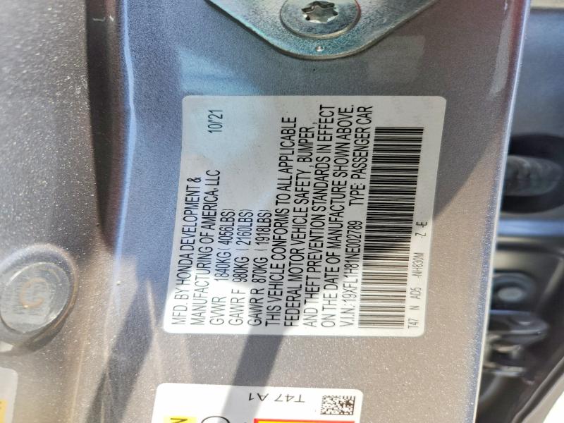 Продажа на аукционе авто 2022 Honda Civic, vin: 19XFL1H81NE002789, номер лота: 62669736