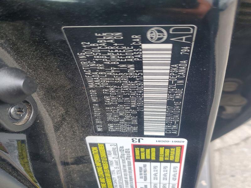 Auction sale of the 2013 Toyota Corolla, vin: 2T1BU4EE4DC971751, lot number: 95588385