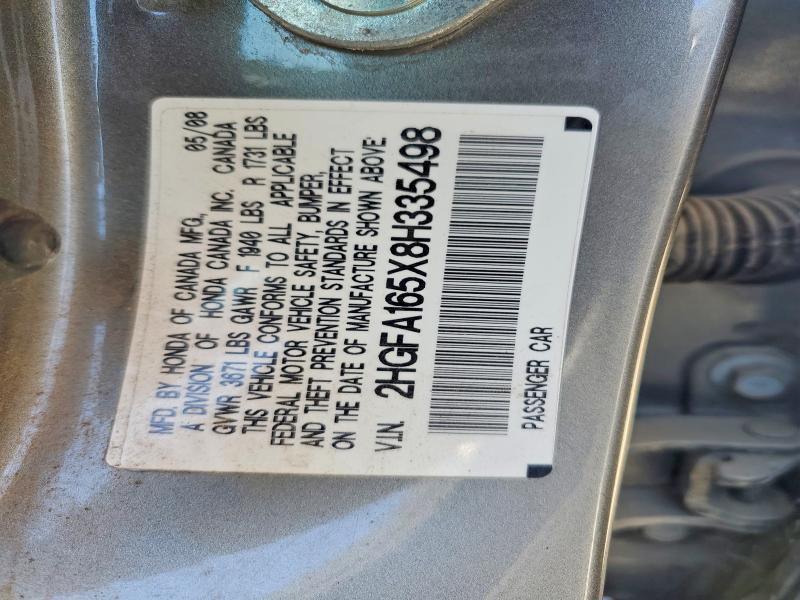 Aukcja sprzedaży 2008 Honda Civic, vin: 2HGFA165X8H335498, numer aukcji: 60996286