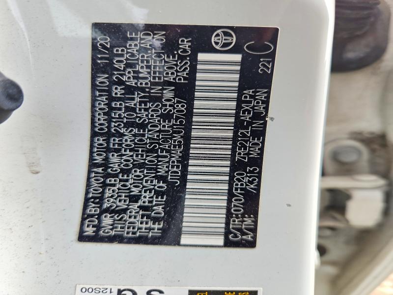 62263946 :رقم المزاد ، JTDEPMAE5MJ157087 vin ، 2021 Toyota Corolla مزاد بيع