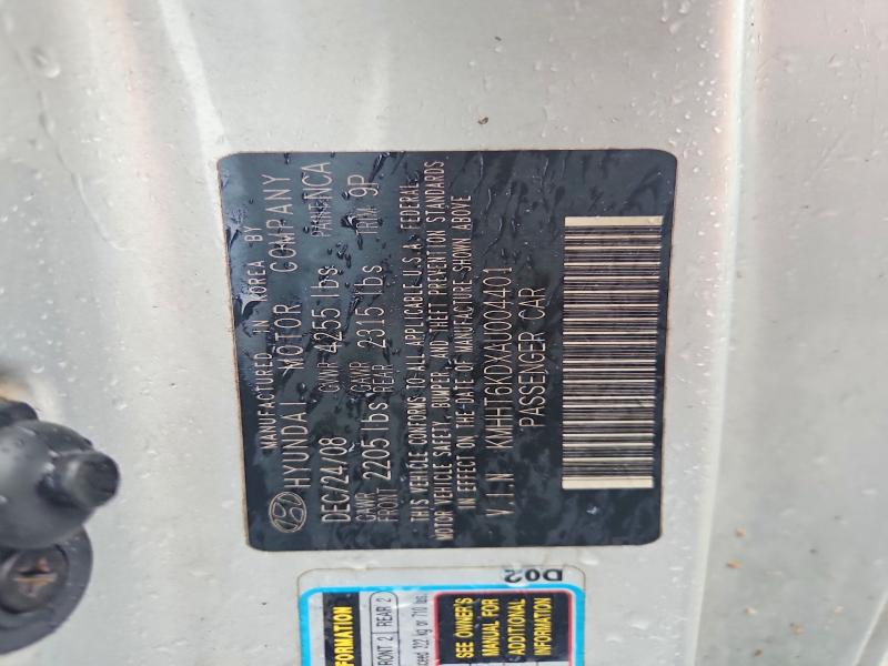 61902196 :رقم المزاد ، KMHHT6KDXAU004401 vin ، 2010 Hyundai Genesis Coupe مزاد بيع