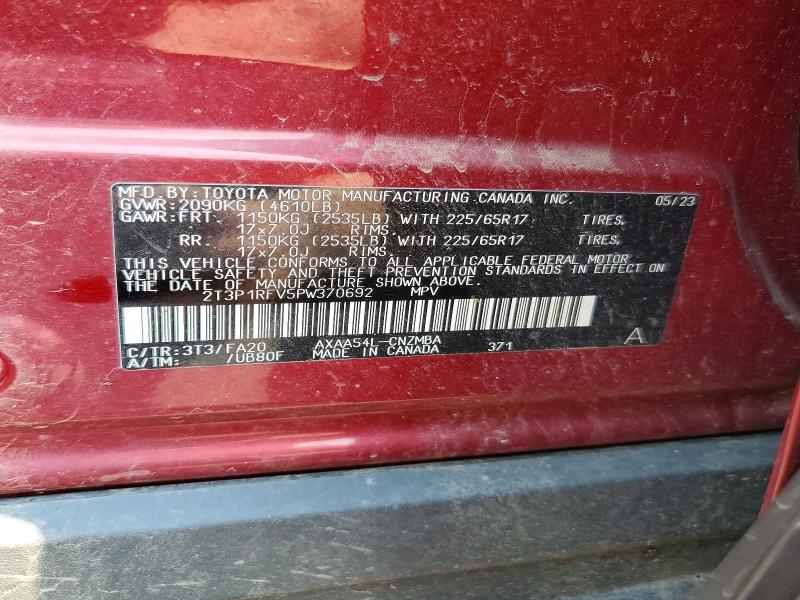 Aukcja sprzedaży 2023 Toyota Rav4, vin: 2T3P1RFV5PW370692, numer aukcji: 62706436