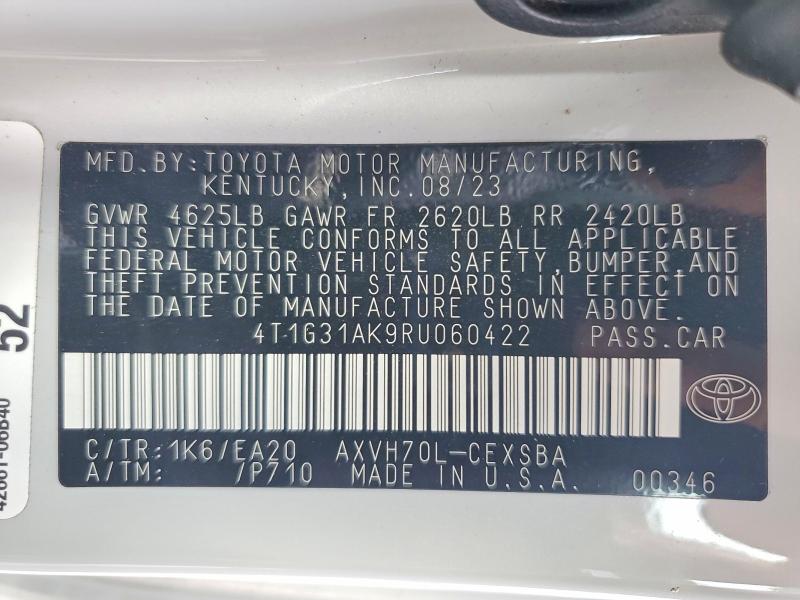 Aukcja sprzedaży 2024 Toyota Camry Hybrid, vin: 4T1G31AK9RU060422, numer aukcji: 59334336