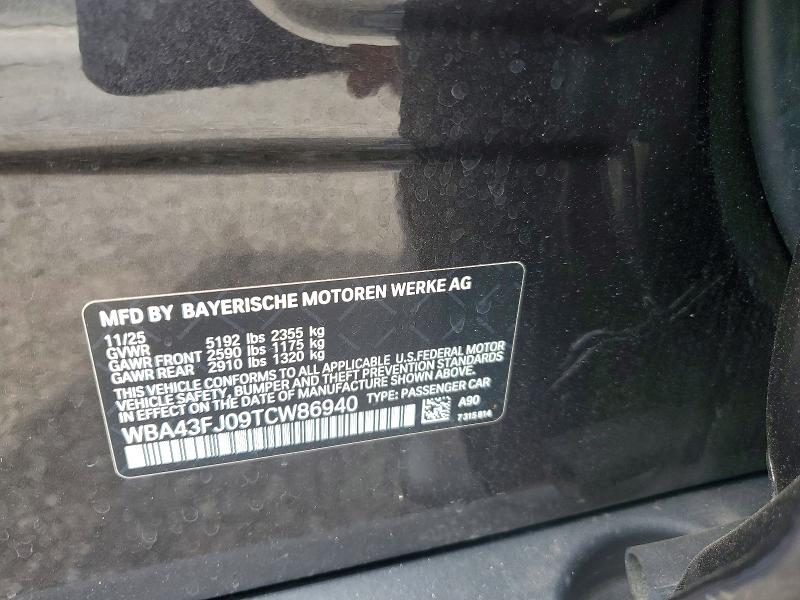 Aukcja sprzedaży 2026 Bmw 530, vin: WBA43FJ09TCW86940, numer aukcji: 61885446