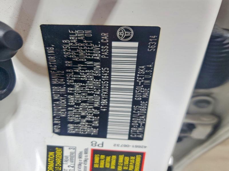 60423956 :رقم المزاد ، 4T1BK1FKXCU516425 vin ، 2012 Toyota Camry مزاد بيع