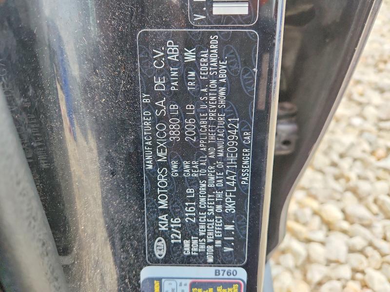2017 Kia Forte მანქანა იყიდება აუქციონზე, vin: 3KPFL4A71HE099421, აუქციონის ნომერი: 61031226