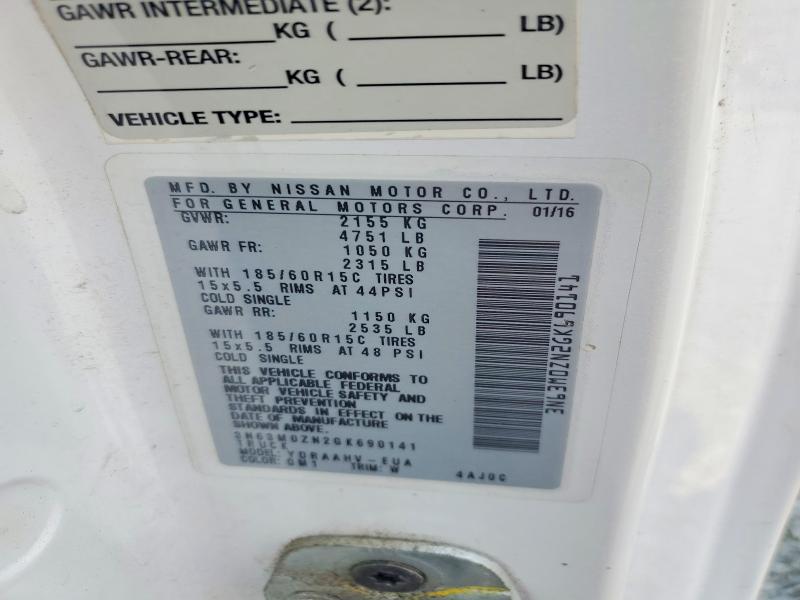 62760746 :رقم المزاد ، 3N63M0ZN2GK690141 vin ، 2016 Chevrolet City Express مزاد بيع