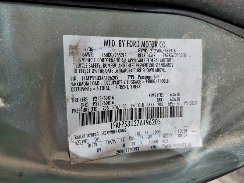 60842526 :رقم المزاد ، 1FAFP53U37A196205 vin ، 2007 Ford Taurus مزاد بيع