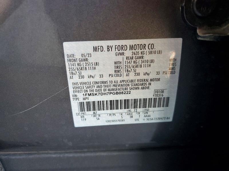 85607325 :رقم المزاد ، 1FMSK7DH7PGB08222 vin ، 2023 Ford Explorer مزاد بيع