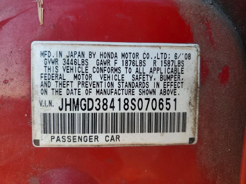 Aukcja sprzedaży 2008 Honda Fit, vin: JHMGD38418S070651, numer aukcji: 60573086