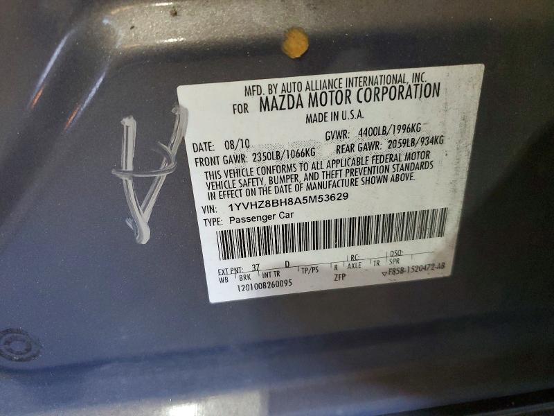 60640456 :رقم المزاد ، 1YVHZ8BH8A5M53629 vin ، 2010 Mazda 6 مزاد بيع