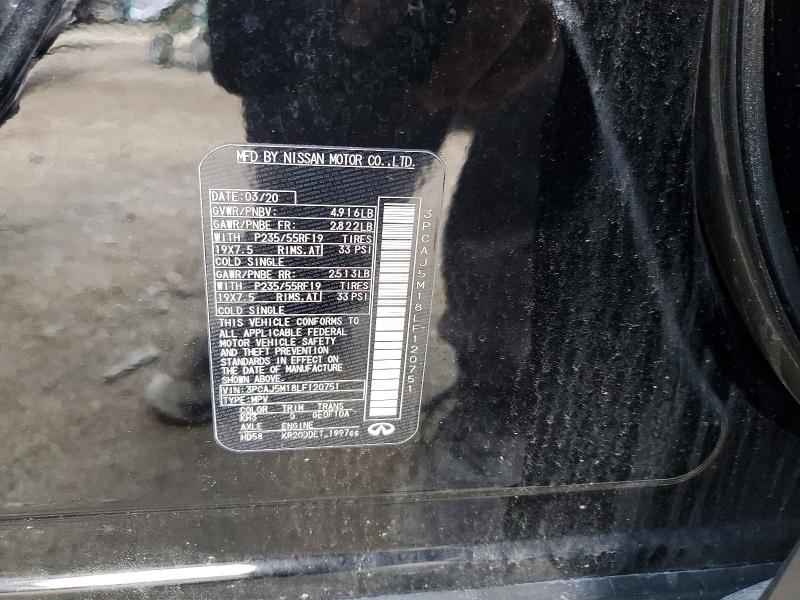 63170226 :رقم المزاد ، 3PCAJ5M18LF120751 vin ، 2020 Infiniti Qx50 مزاد بيع