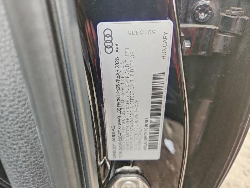 63052056 :رقم المزاد ، WAUB1GFF7K1018791 vin ، 2019 Audi S3 مزاد بيع