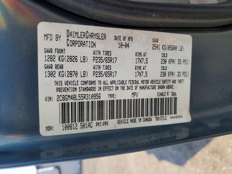 2005 Chrysler Pacifica მანქანა იყიდება აუქციონზე, vin: 2C8GM48L55R310956, აუქციონის ნომერი: 61645996