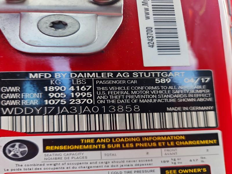 Продажа на аукционе авто 2018 Mercedes-benz Amg Gt, vin: WDDYJ7JA3JA013858, номер лота: 63183316