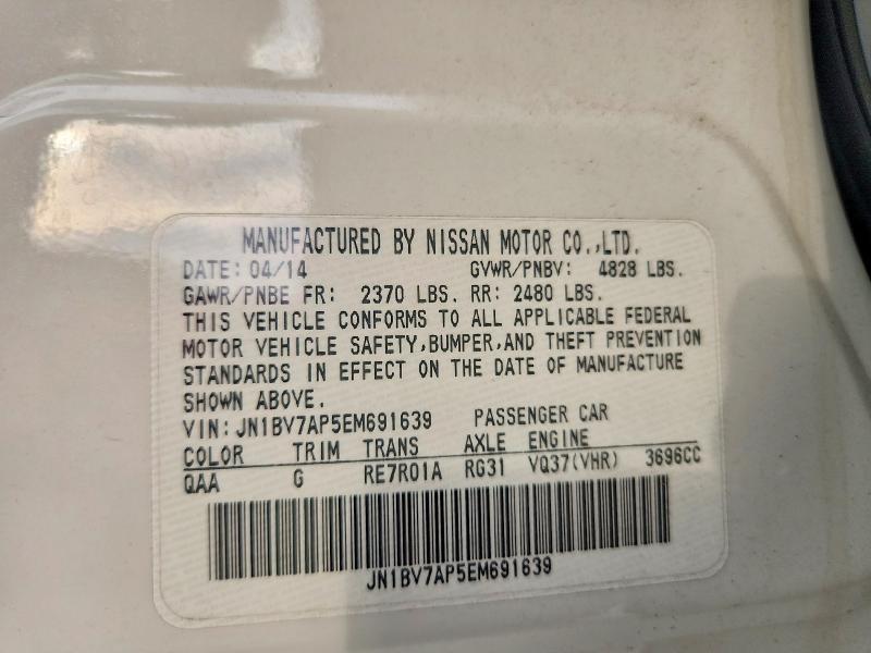 Aukcja sprzedaży 2014 Infiniti Q50, vin: JN1BV7AP5EM691639, numer aukcji: 62128426