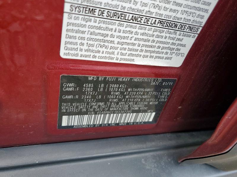 Aukcja sprzedaży 2011 Subaru Outback, vin: 4S4BRBCC1B3387395, numer aukcji: 62037136