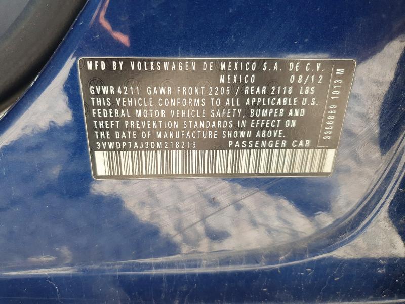 60464716 :رقم المزاد ، 3VWDP7AJ3DM218219 vin ، 2013 Volkswagen Jetta مزاد بيع