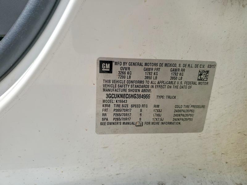 Продаж на аукціоні авто 2017 Chevrolet Silverado, vin: 3GCUKNEC6HG384966, номер лоту: 59654006