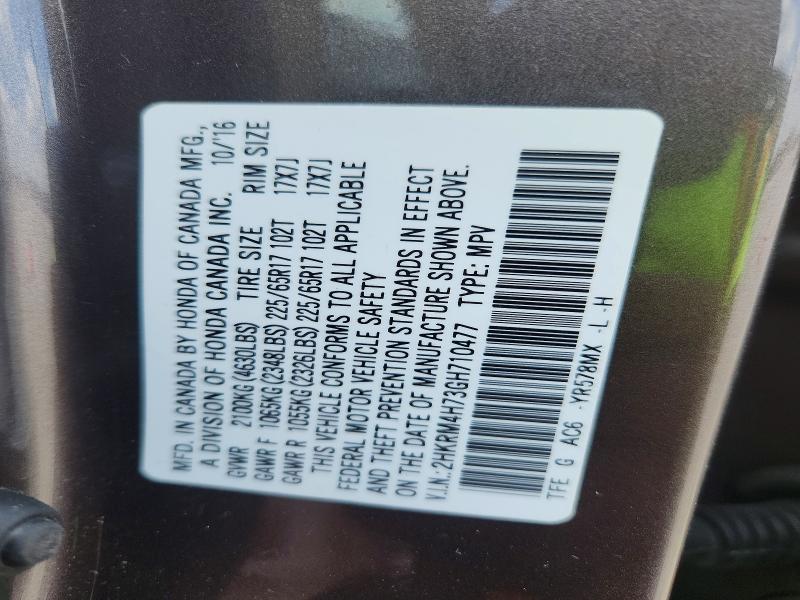 Aukcja sprzedaży 2016 Honda Cr-v, vin: 2HKRM4H73GH710477, numer aukcji: 62951886