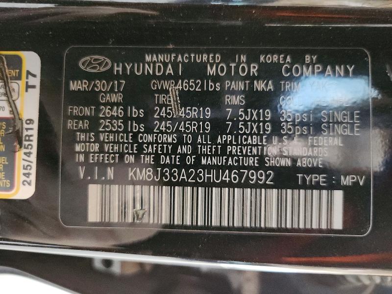 Продаж на аукціоні авто 2017 Hyundai Tucson, vin: KM8J33A23HU467992, номер лоту: 61505506