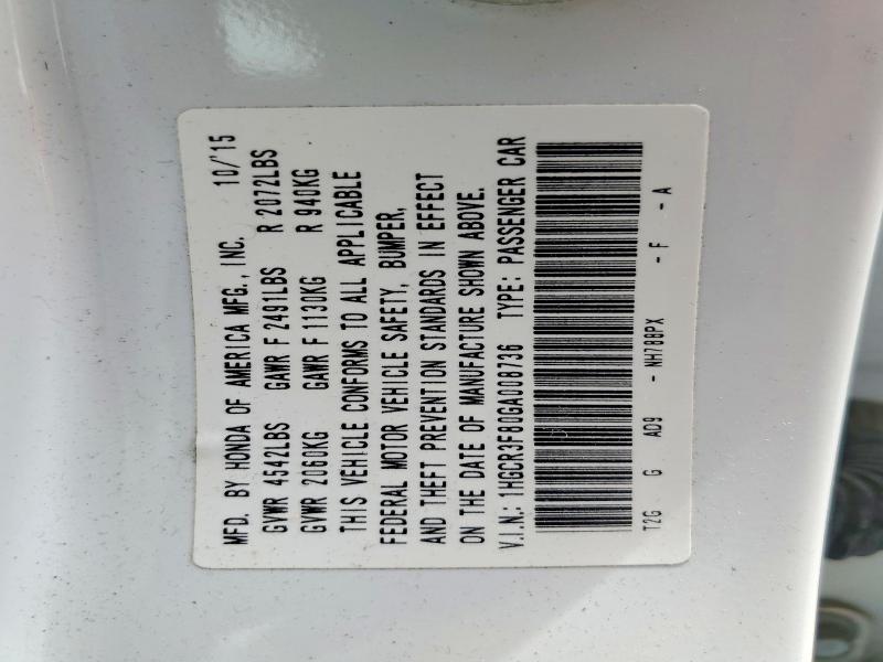 2016 Honda Accord მანქანა იყიდება აუქციონზე, vin: 1HGCR3F80GA008736, აუქციონის ნომერი: 61710226