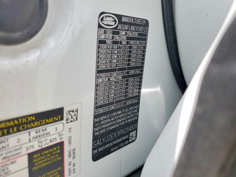 Продаж на аукціоні авто 2023 Land Rover Range Rover Velar, vin: SALYJ2EX1PA354835, номер лоту: 61566186