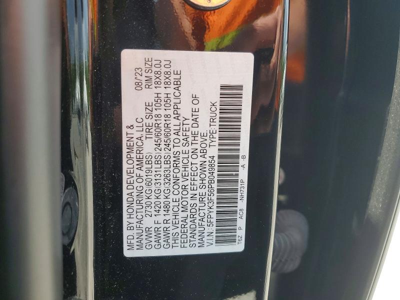 59996206 :رقم المزاد ، 5FPYK3F56PB049854 vin ، 2023 Honda Ridgeline مزاد بيع