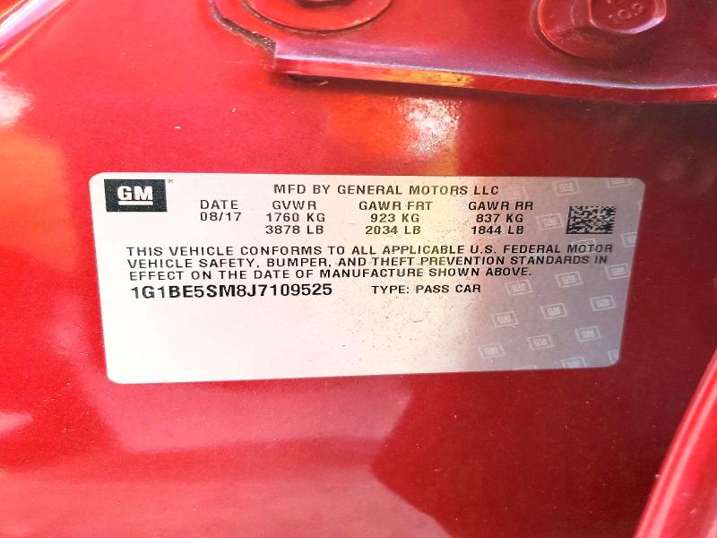 2018 Chevrolet Cruze მანქანა იყიდება აუქციონზე, vin: 1G1BE5SM8J7109525, აუქციონის ნომერი: 61860536