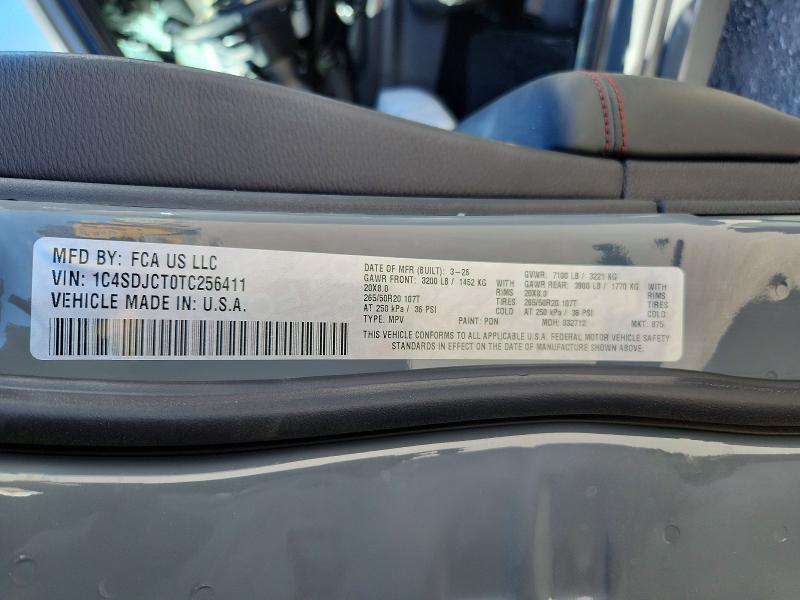 Aukcja sprzedaży 2026 Dodge Durango, vin: 1C4SDJCT0TC256411, numer aukcji: 59556776