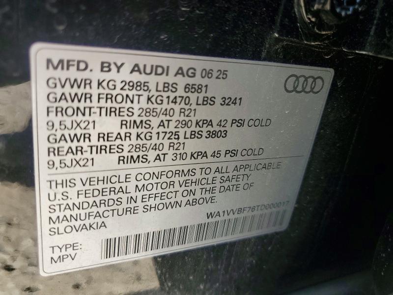 58206826 :رقم المزاد ، WA1VVBF76TD000017 vin ، 2026 Audi Q7 مزاد بيع