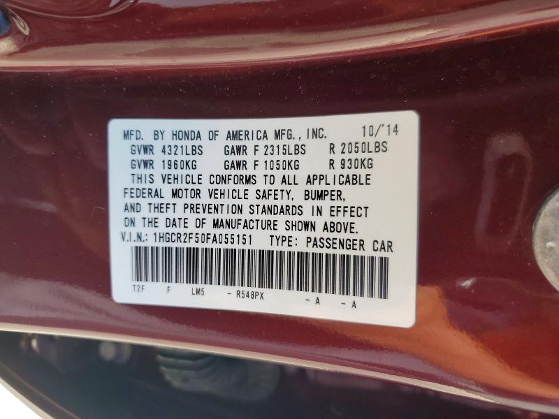 Продаж на аукціоні авто 2015 Honda Accord, vin: 1HGCR2F50FA055151, номер лоту: 63574446