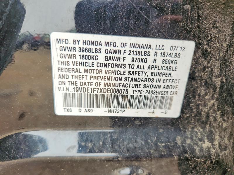 60921076 :رقم المزاد ، 19VDE1F7XDE008075 vin ، 2013 Acura Ilx مزاد بيع