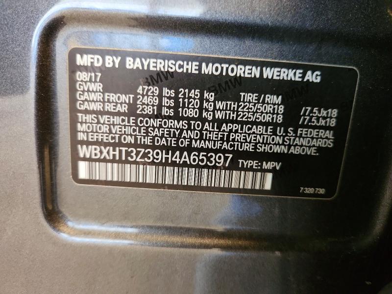 2017 Bmw X1 მანქანა იყიდება აუქციონზე, vin: WBXHT3Z39H4A65397, აუქციონის ნომერი: 59685726