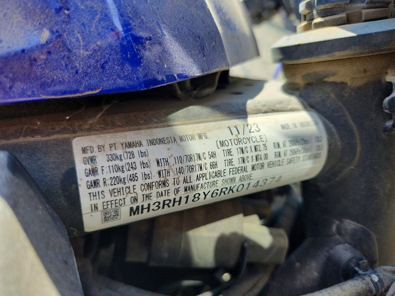 Auction sale of the 2024 Yamaha Yzfr3, vin: MH3RH18Y6RK014374, lot number: 56071816