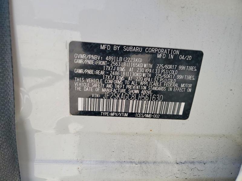 Продажа на аукционе авто 2020 Subaru Forester, vin: JF2SKAGC8LH561630, номер лота: 60246496