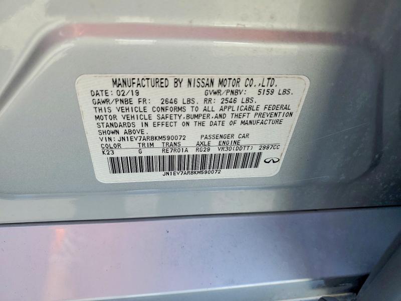 61630746 :رقم المزاد ، JN1EV7AR8KM590072 vin ، 2019 Infiniti Q50 مزاد بيع