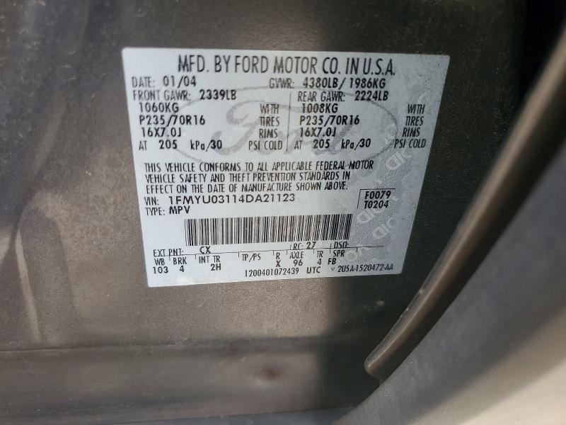 2004 Ford Escape მანქანა იყიდება აუქციონზე, vin: 1FMYU03114DA21123, აუქციონის ნომერი: 62191556