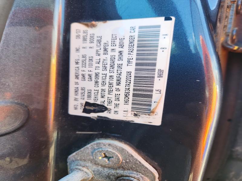 Aukcja sprzedaży 2007 Honda Accord, vin: 1HGCM56347A220246, numer aukcji: 63047266