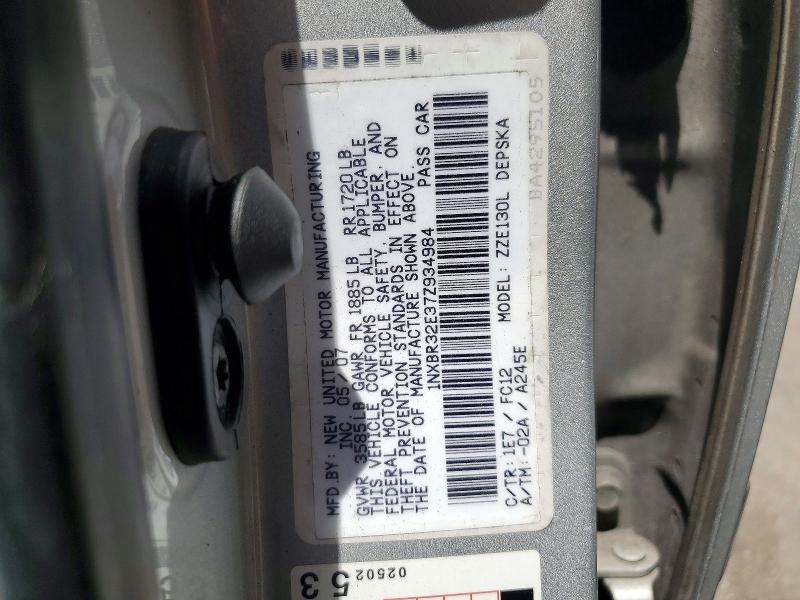 Aukcja sprzedaży 2007 Toyota Corolla, vin: 1NXBR32E37Z934984, numer aukcji: 62931826