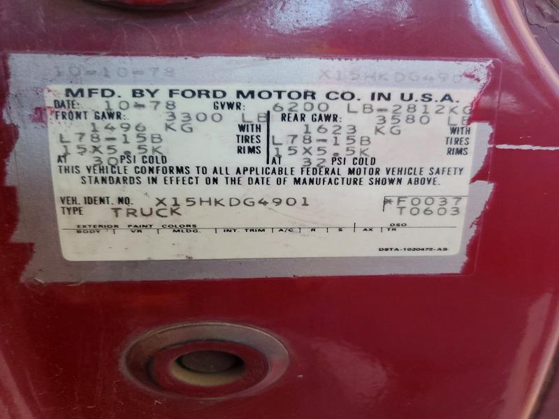 1979 Ford F-150 მანქანა იყიდება აუქციონზე, vin: X15HKDG4901, აუქციონის ნომერი: 62008696