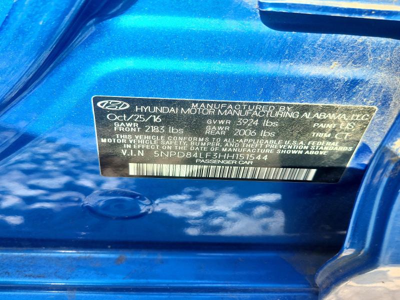 Продаж на аукціоні авто 2017 Hyundai Elantra, vin: 5NPD84LF3HH151544, номер лоту: 59376306