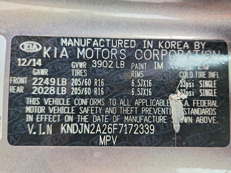 Продаж на аукціоні авто 2015 Kia Soul, vin: KNDJN2A26F7172339, номер лоту: 60683846