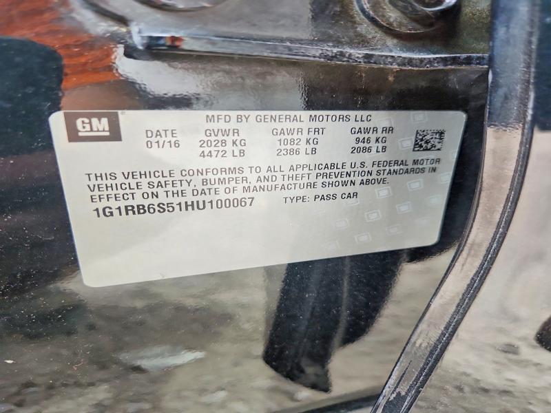 63285046 :رقم المزاد ، 1G1RB6S51HU100067 vin ، 2017 Chevrolet Volt مزاد بيع